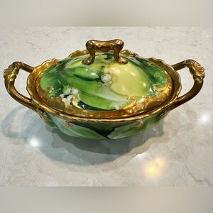 Vintage Limoges Coronet Covered Dish, Lilly of the Valley Decoration